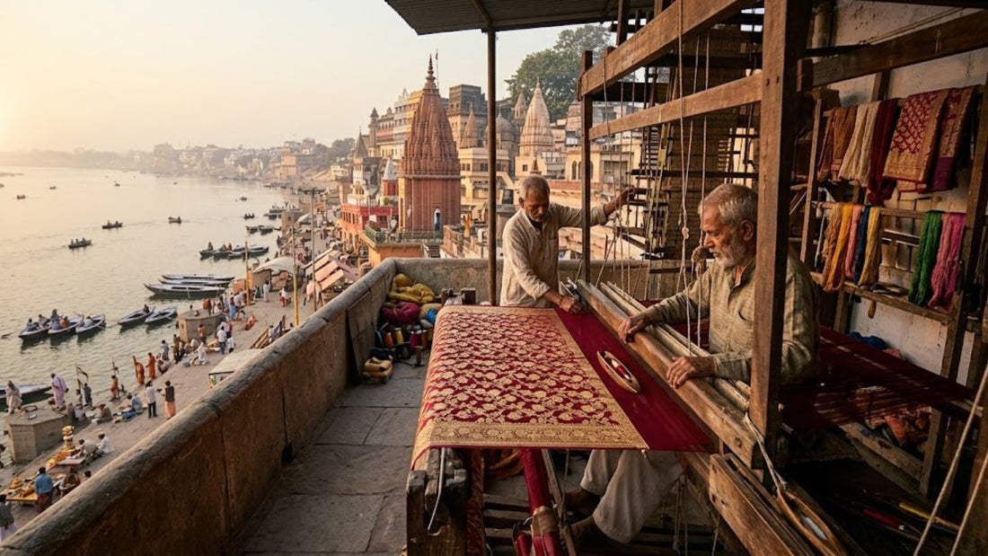 Banaras leads the industry in weaving.