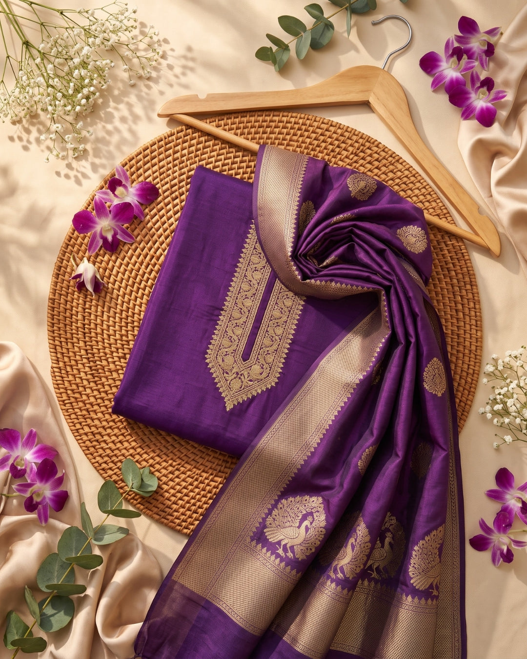 Pure Mal Chanderi Applique