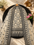 Pure mal Chanderi black thread embroidery with cotton Applique cutwork unstitched suits sets