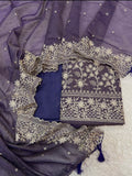 Pure crush tissue heavy embroidered unstitched suits