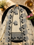 Pure mal Chanderi black thread embroidery with cotton Applique cutwork unstitched suits sets