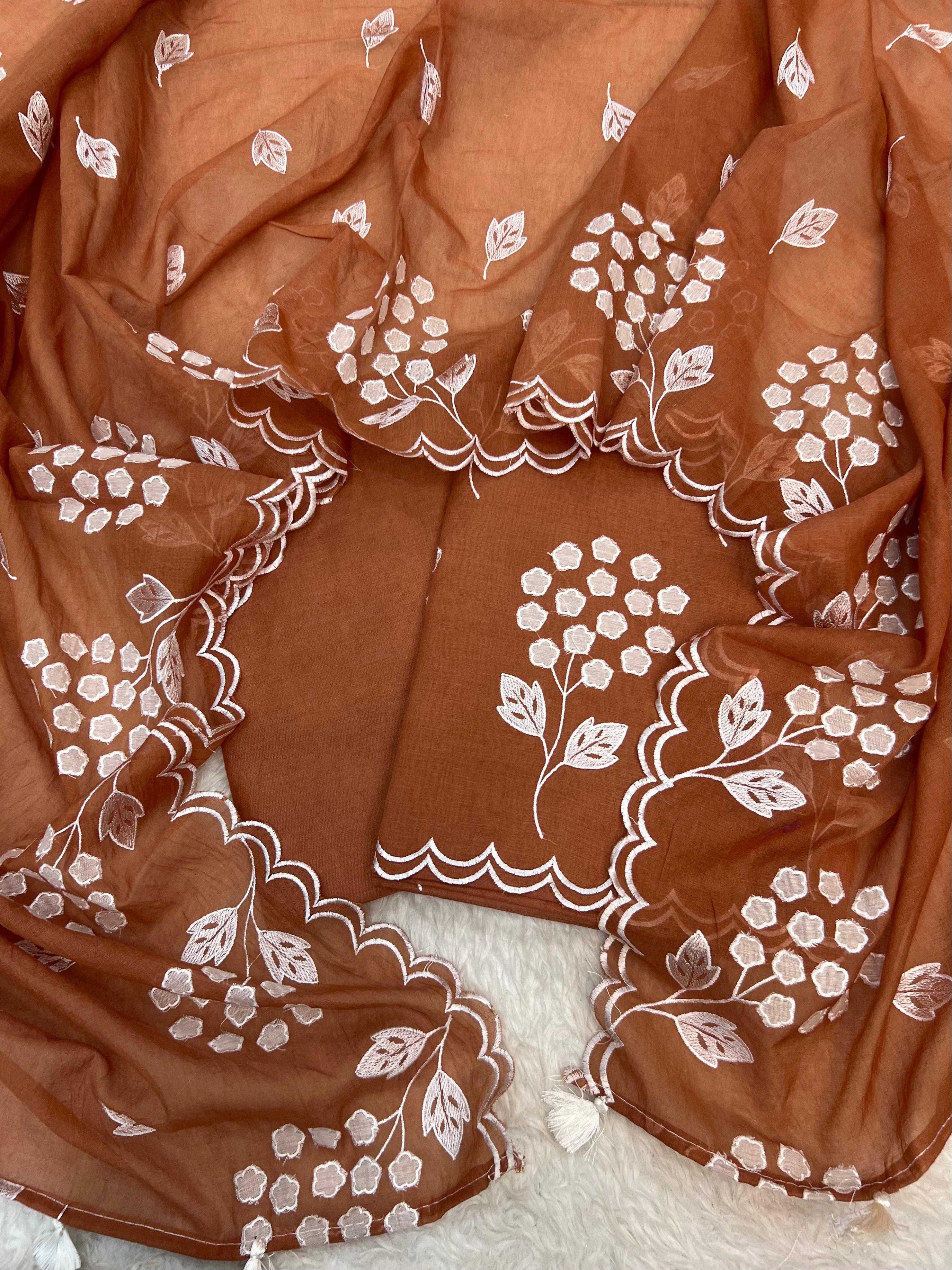 Pure mal chanderi cotton Applique Alia Bhatt celebrity inspired unstitched suits sets