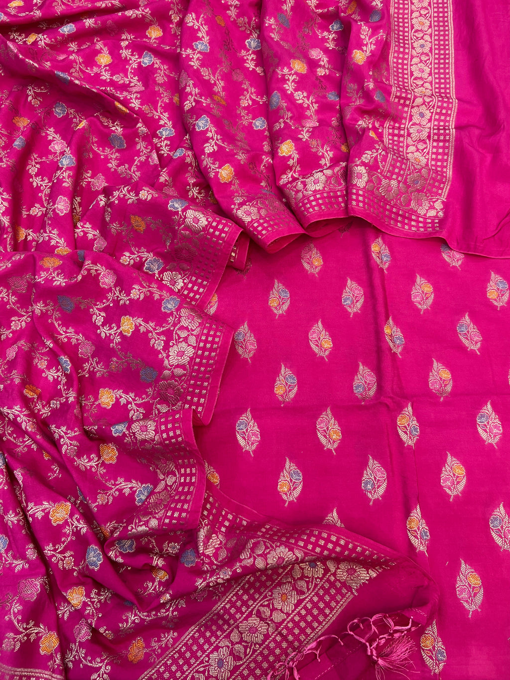 Mal cotton zari mina weaving unstiched suits sets