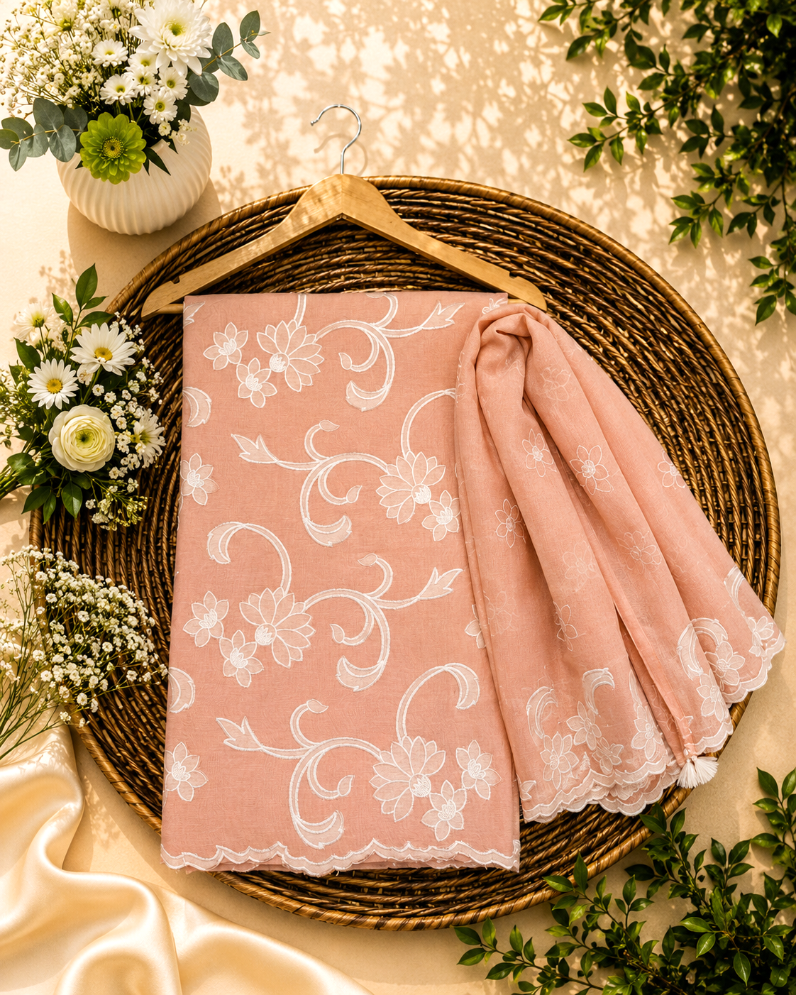 Pure mal Chanderi cotton Applique cutwork unstitched suits sets