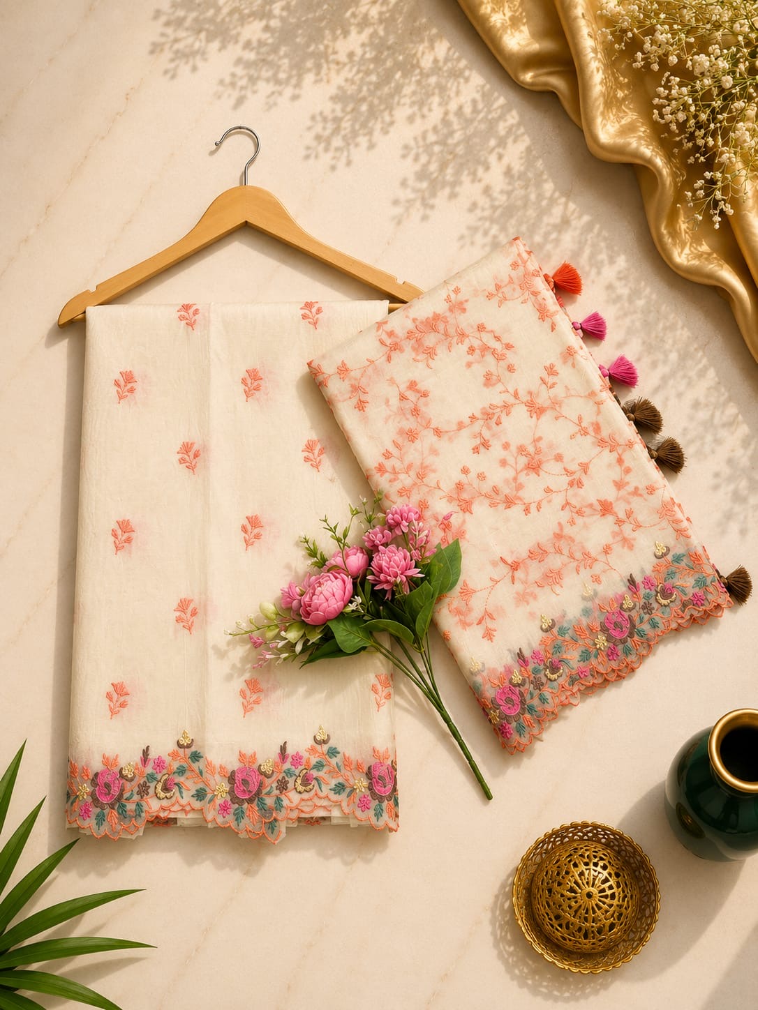 Pure mal Chanderi embroidered dyeable unstitched suits collections