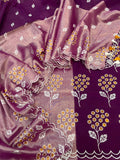 Pure tissue 2D dual shade half tissue half cotton based embroidered unstiched suits sets