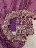Pure crush tissue heavy embroidered unstitched suits