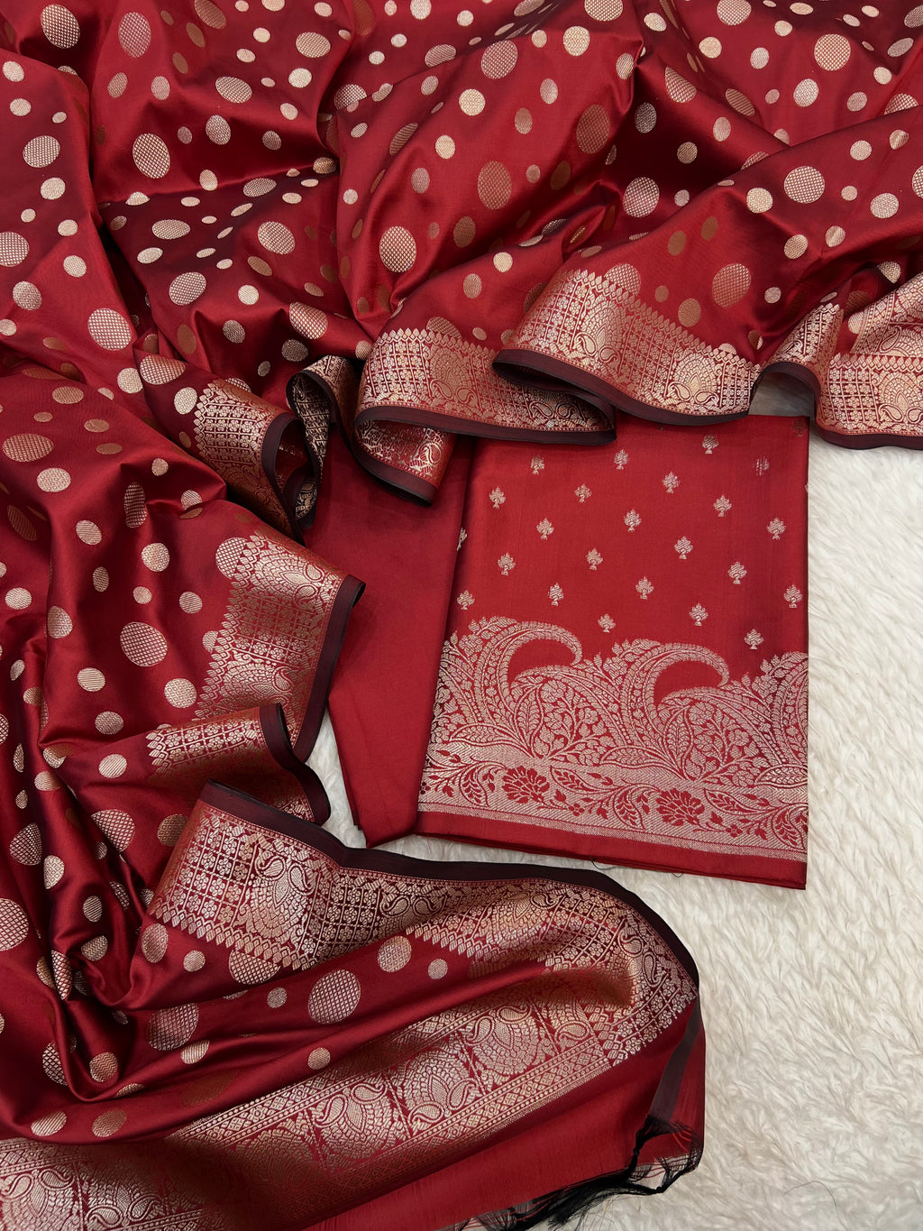 Banarasi silk zari jackard weaving unstiched suits sets
