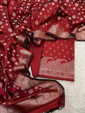 Banarasi silk zari jackard weaving unstiched suits sets