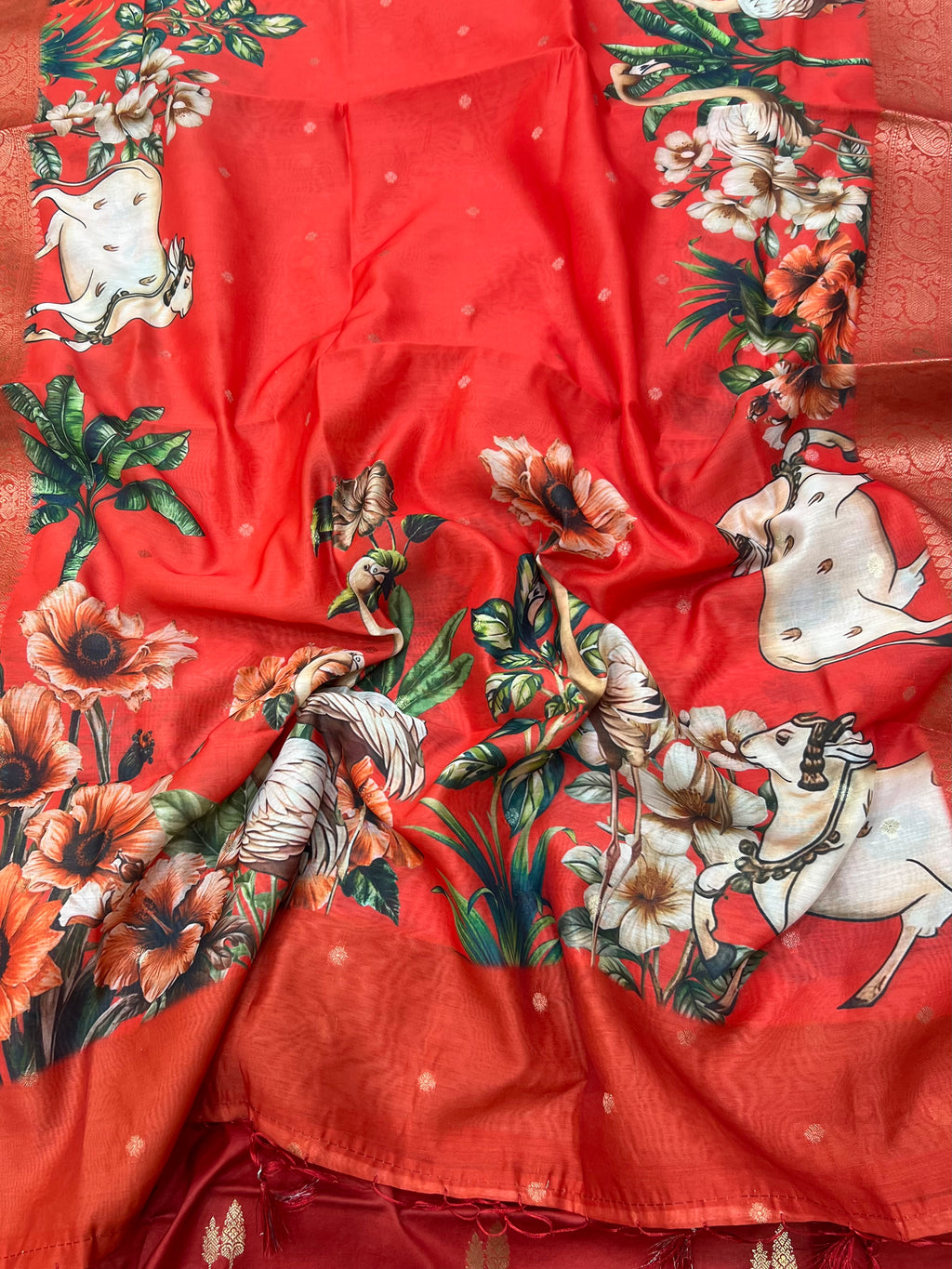 Pure Chanderi pichwai digital print unstitched suits collections