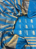 Banarasi cotton zari stripe almond boota design unstitched suit sets