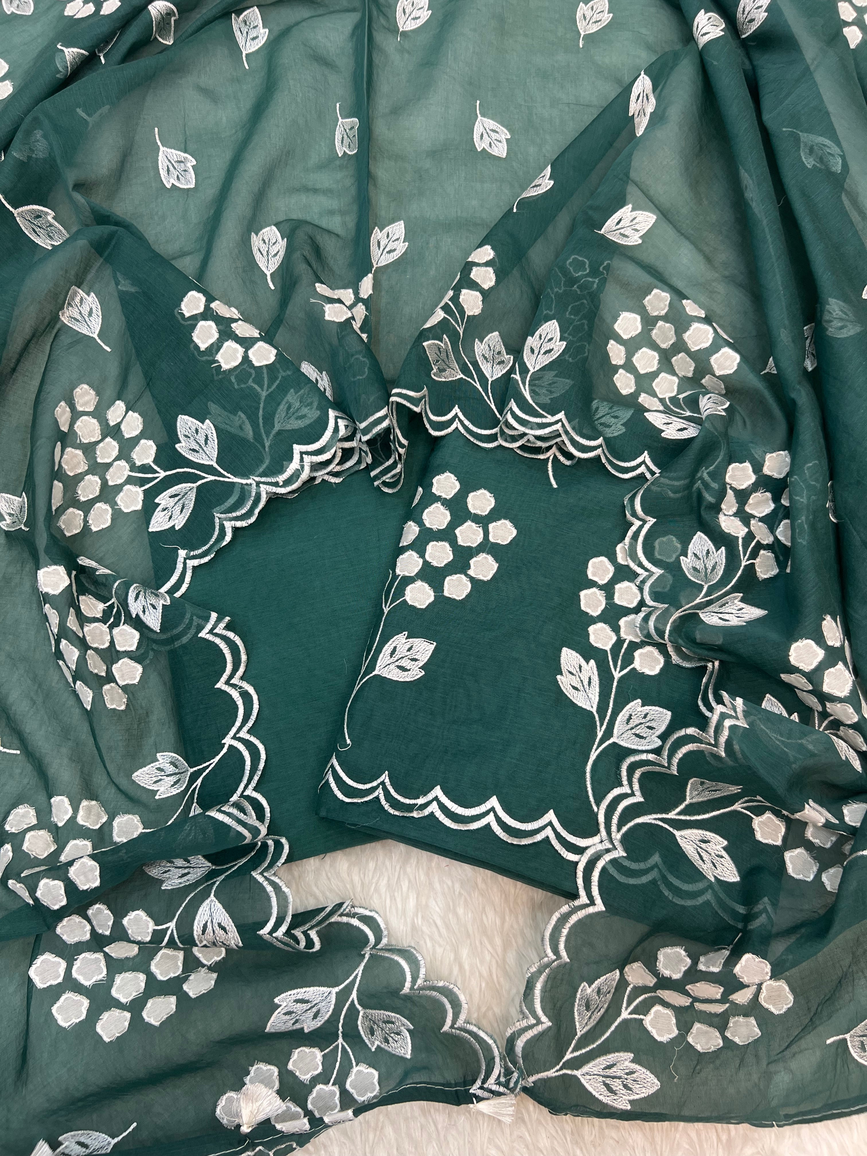 Pure mal chanderi cotton Applique Alia Bhatt celebrity inspired unstitched suits sets