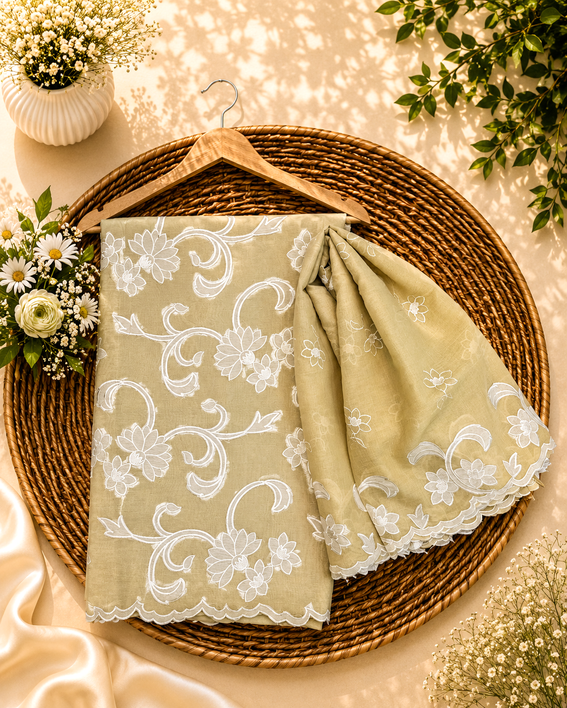Pure mal Chanderi cotton Applique cutwork unstitched suits sets