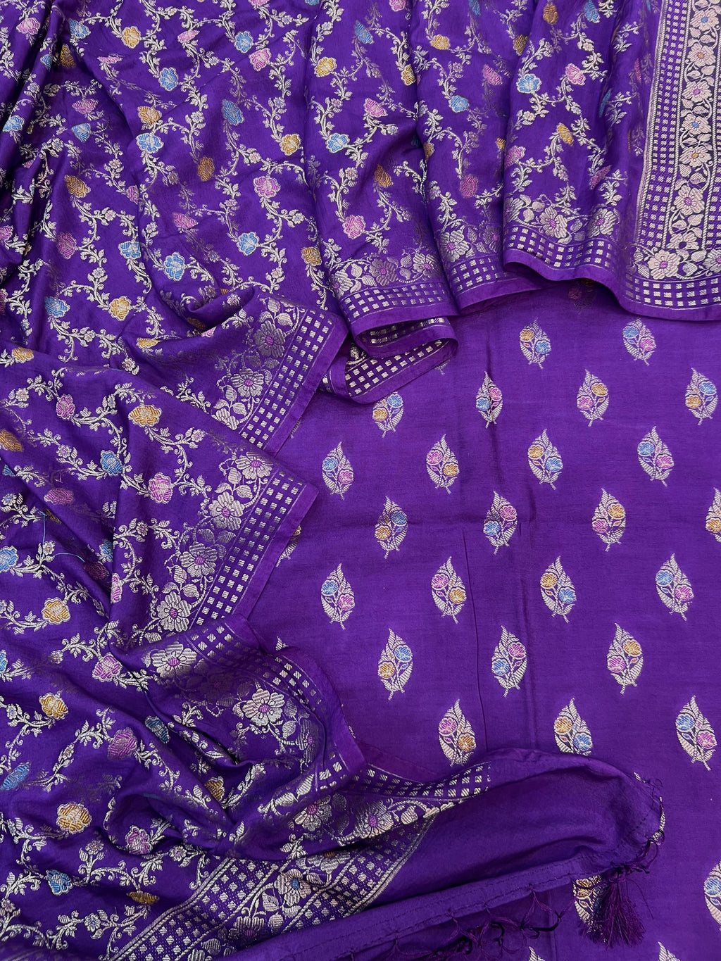 Mal cotton zari mina weaving unstiched suits sets