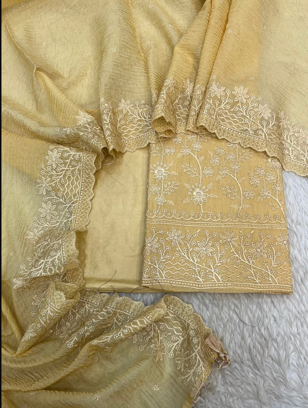 Pure crush tissue heavy embroidered unstitched suits