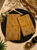 Pure crush tissue heavy embroidered unstitched suits sets
