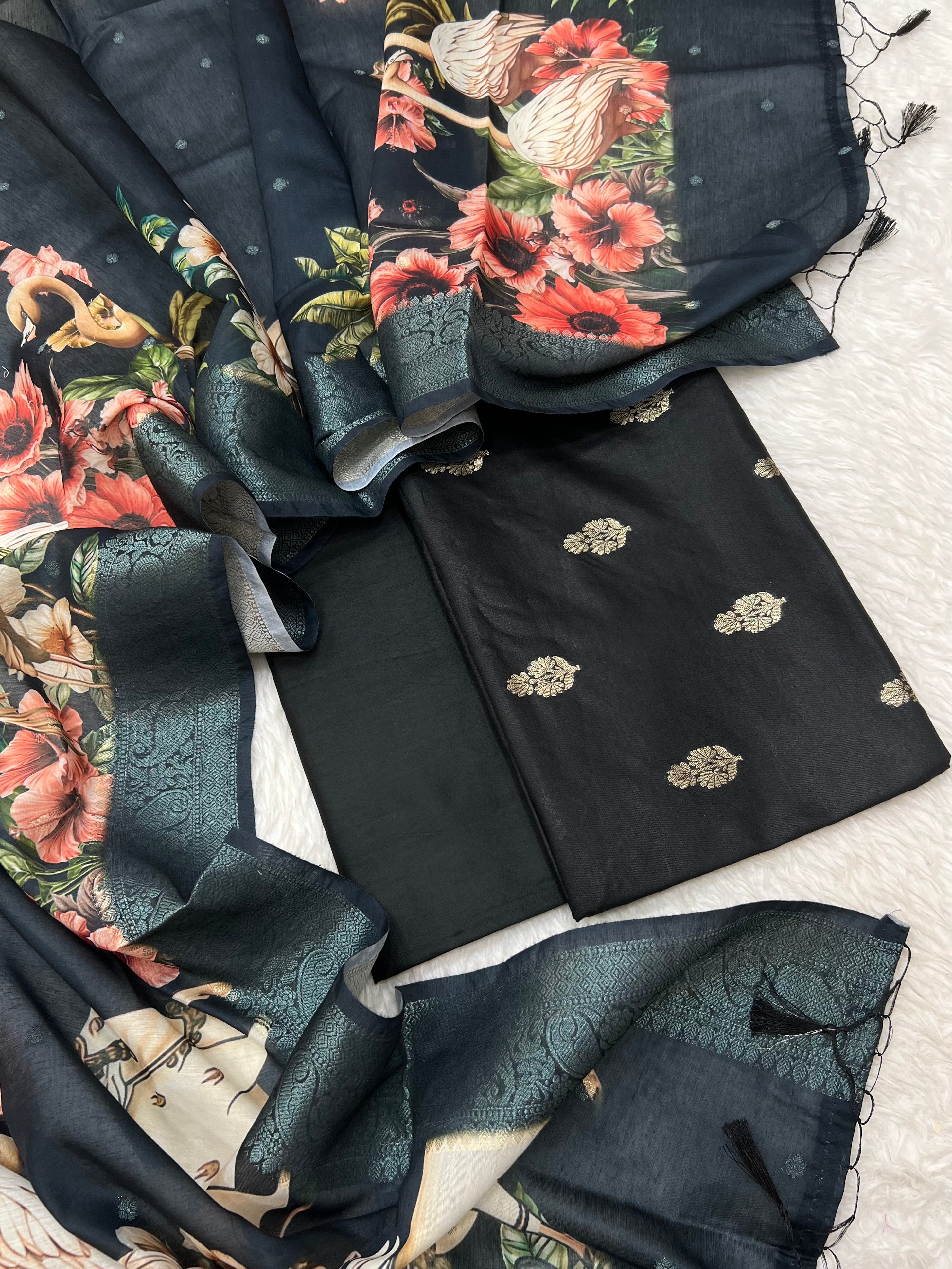 Pure Chanderi pichwai digital print unstitched suits collections
