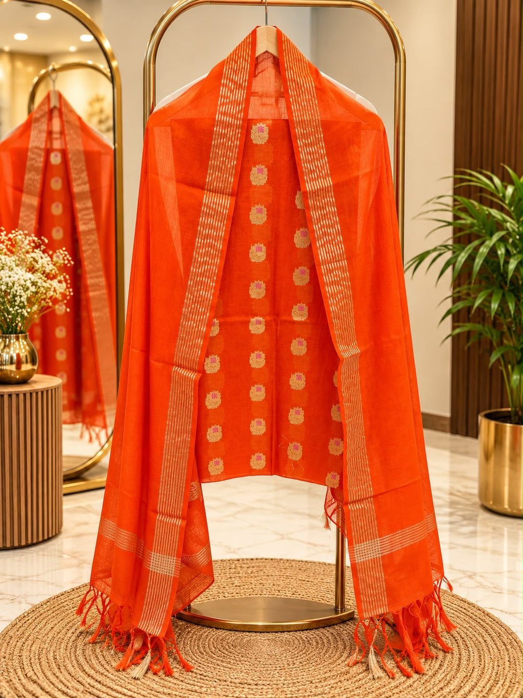 Pure mal Chanderi zari minakari weaved unstiched suits sets