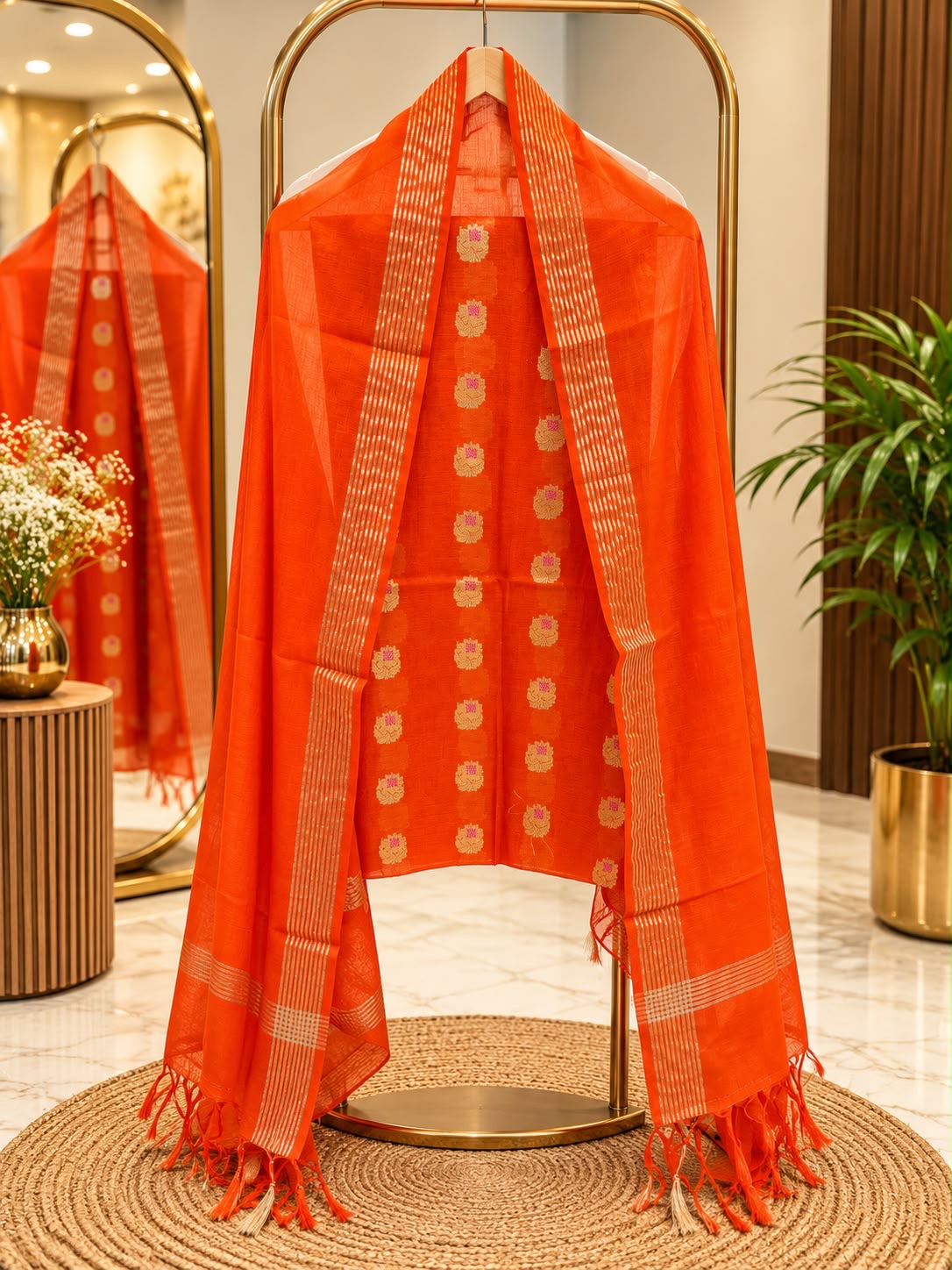 Pure mal Chanderi zari minakari weaved unstiched suits sets