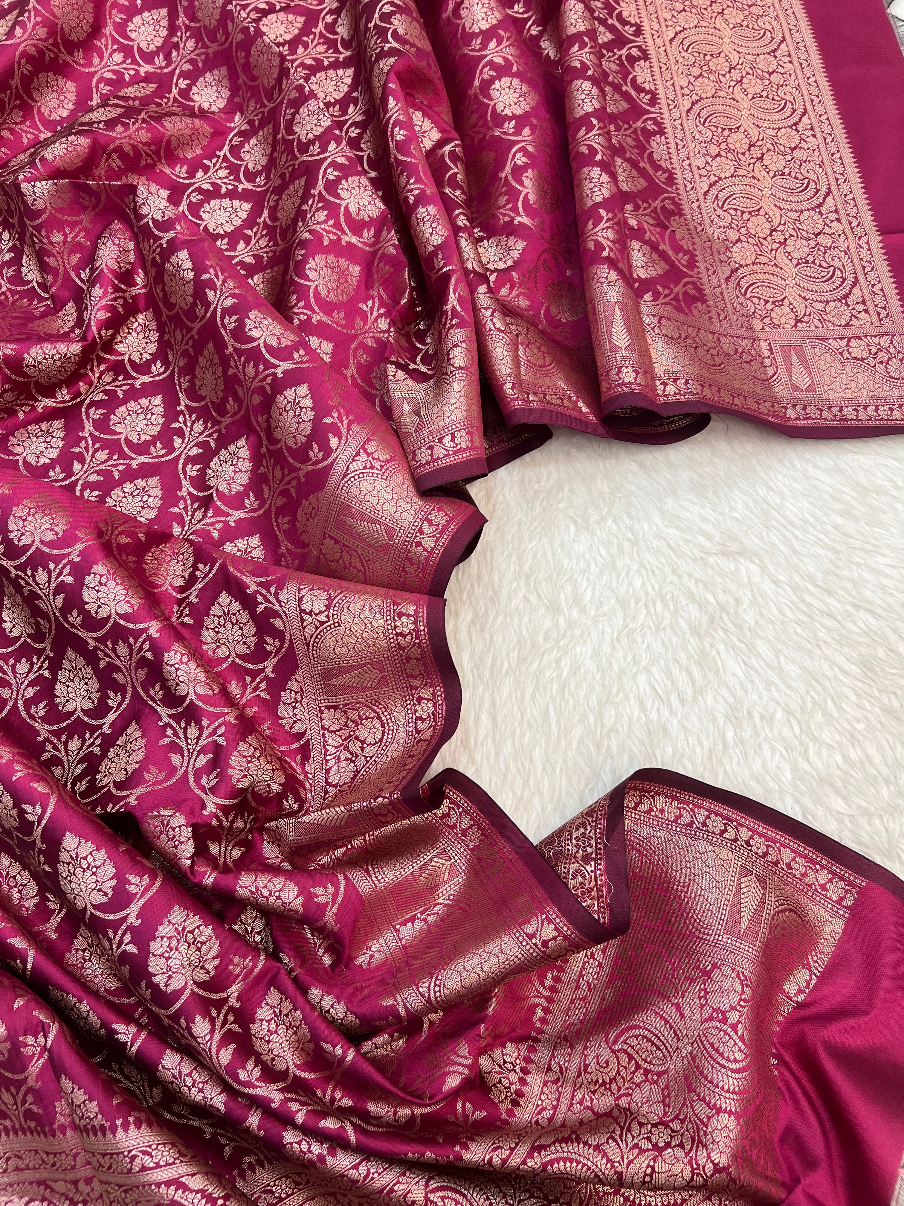 Banarasi silk zari jackard weaving multi contrast unstitched suits sets
