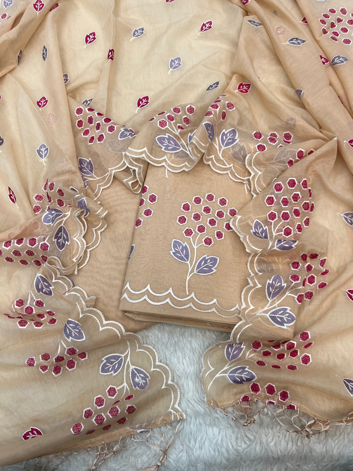 Pure mal Chanderi Alia Bhatt celebrity inspired multi thread embroidered unstiched suits