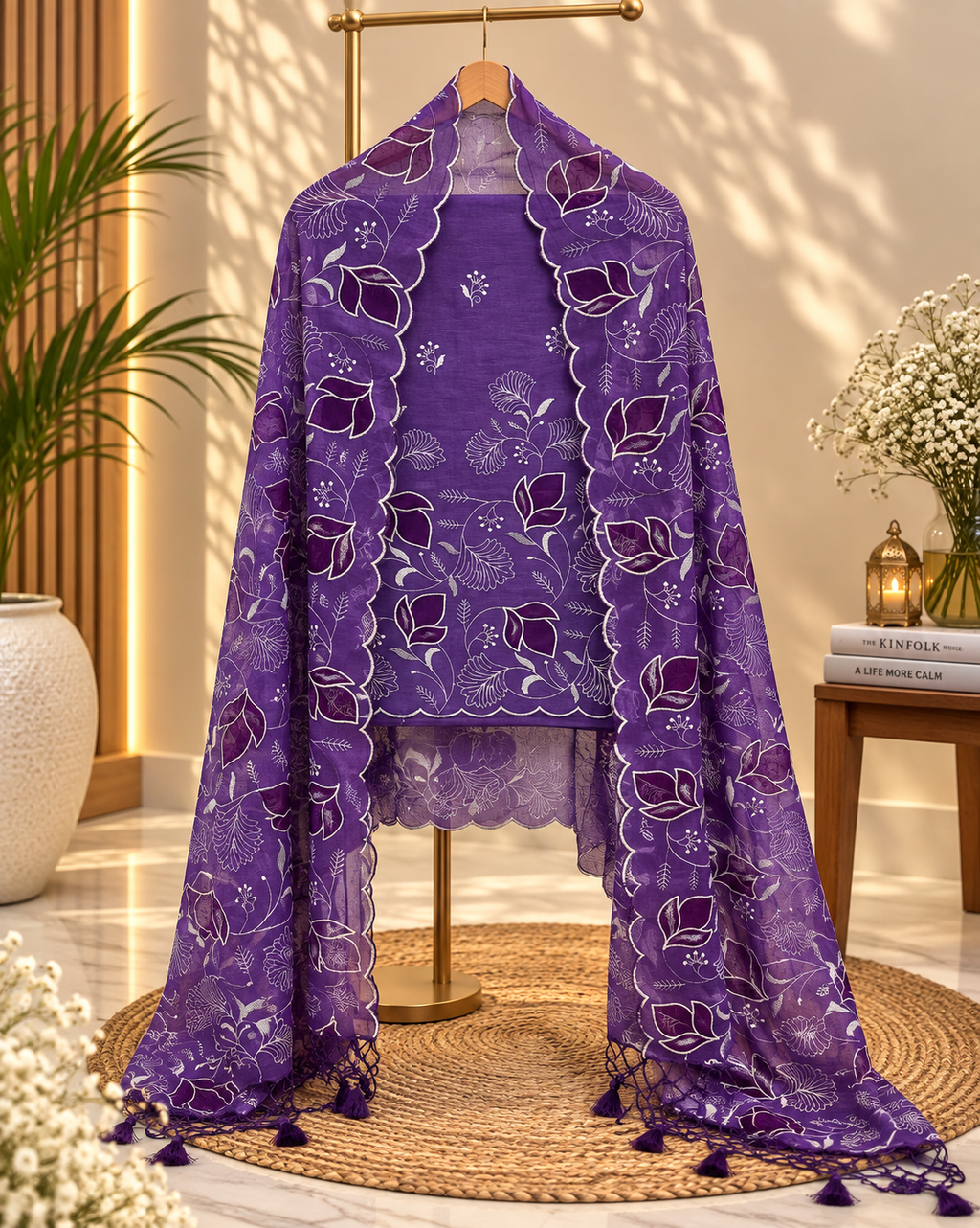 Pure mal Chanderi heavy embroidered organza Applique unstiched suits