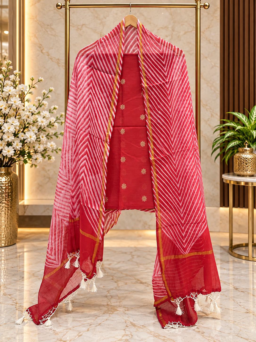 Arashi dyed pure mal Chanderi zari weaved unstiched suits sets