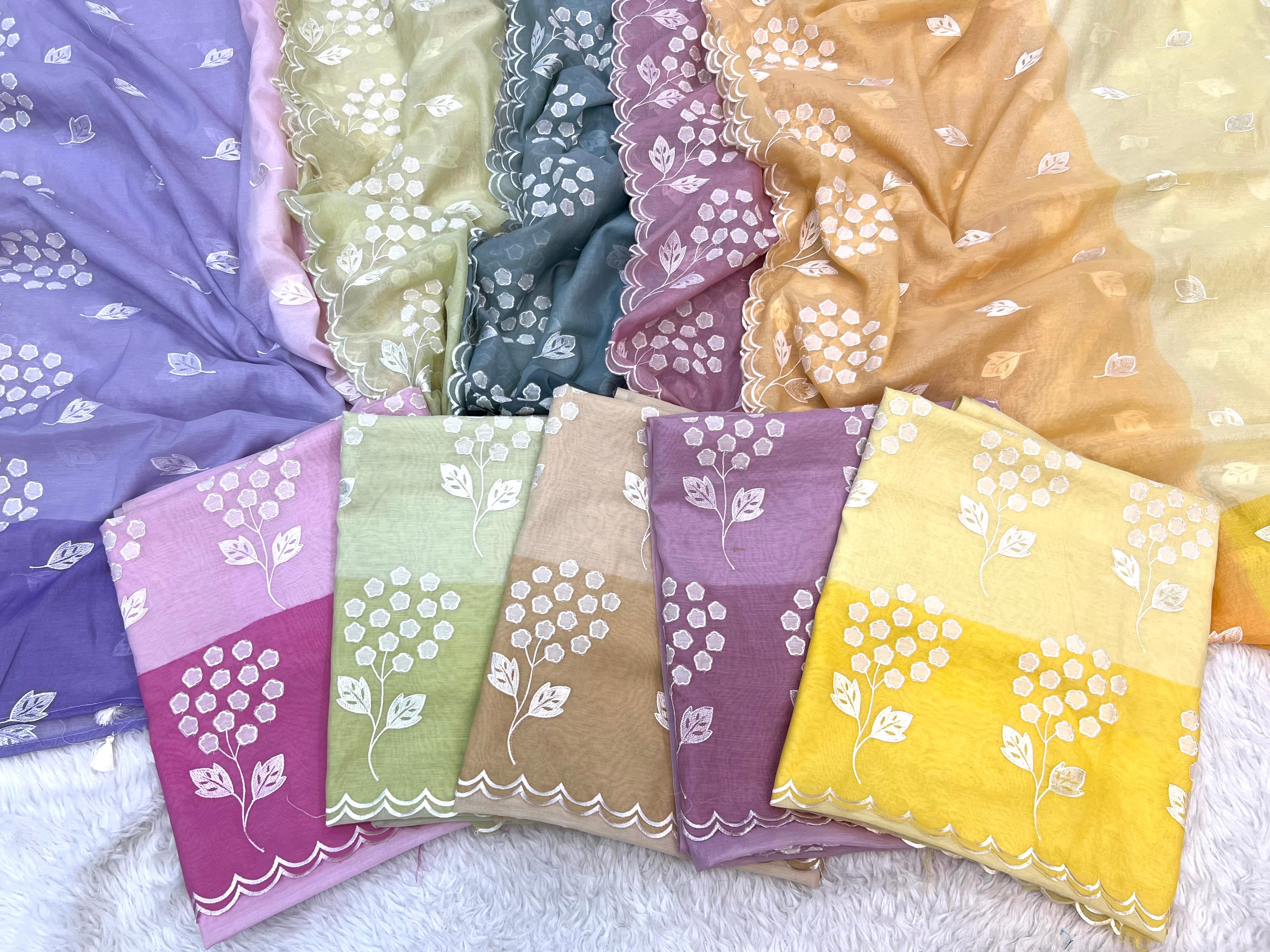 Alia Bhatt inspired pure mal Chanderi cotton Applique suits collections