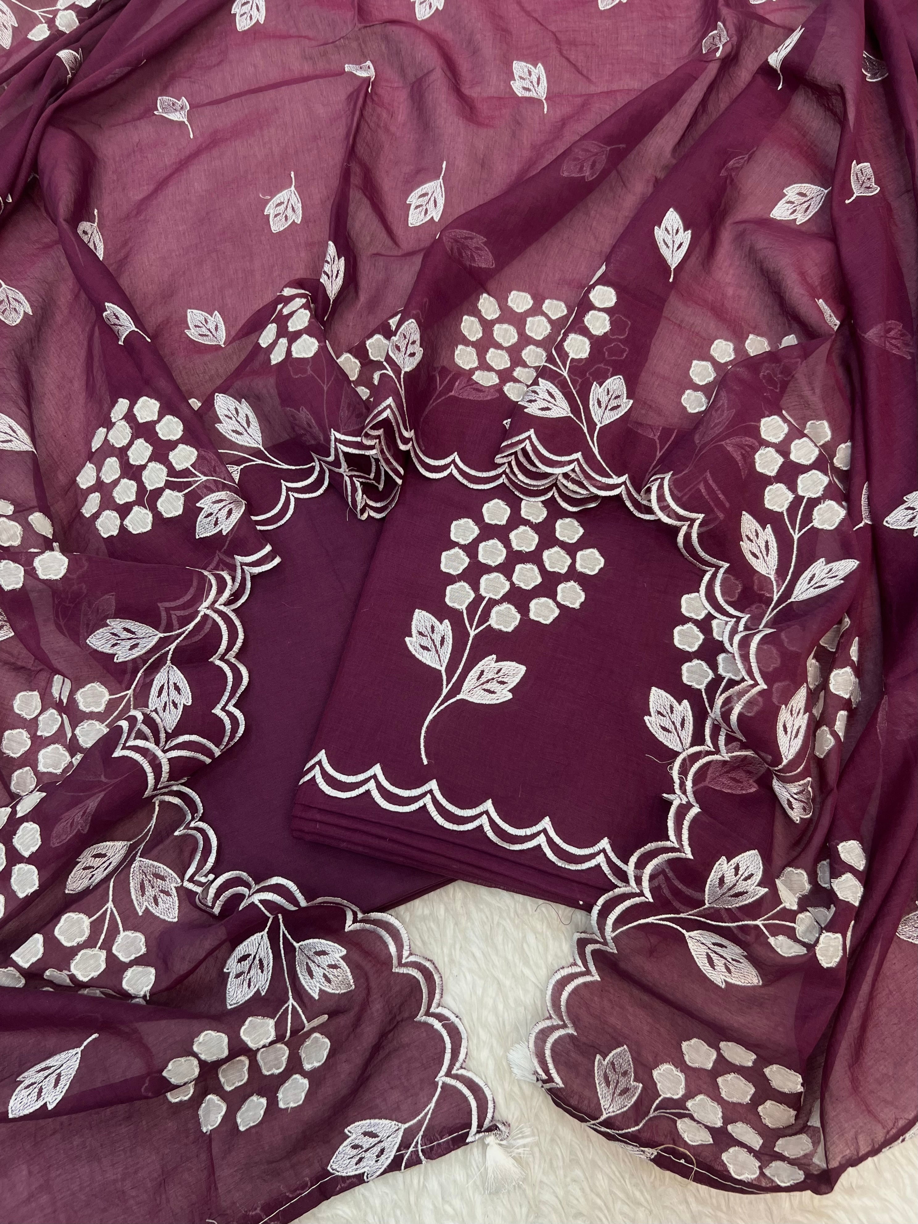 Pure mal chanderi cotton Applique Alia Bhatt celebrity inspired unstitched suits sets
