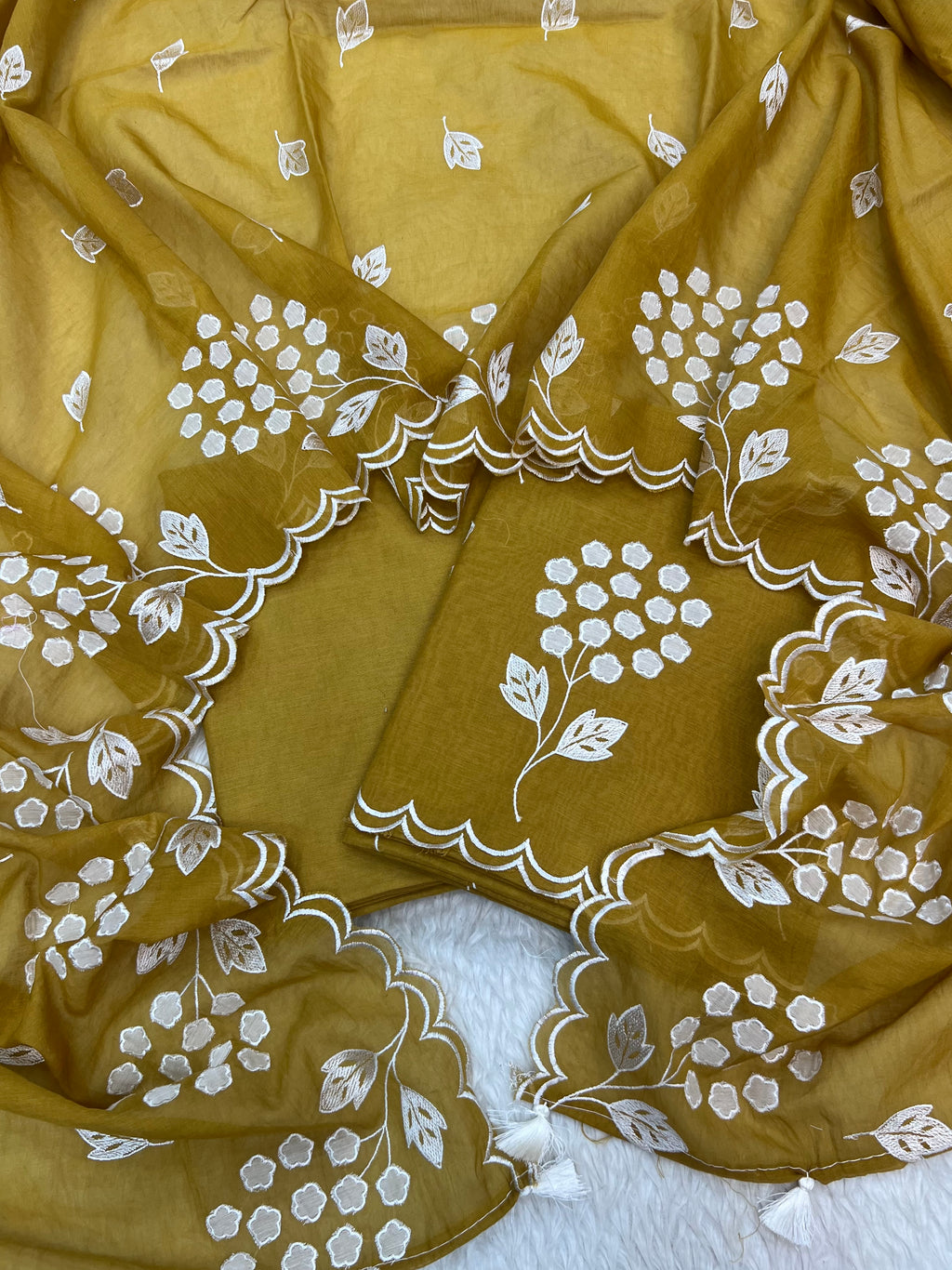 Pure mal chanderi cotton Applique Alia Bhatt celebrity inspired unstitched suits sets