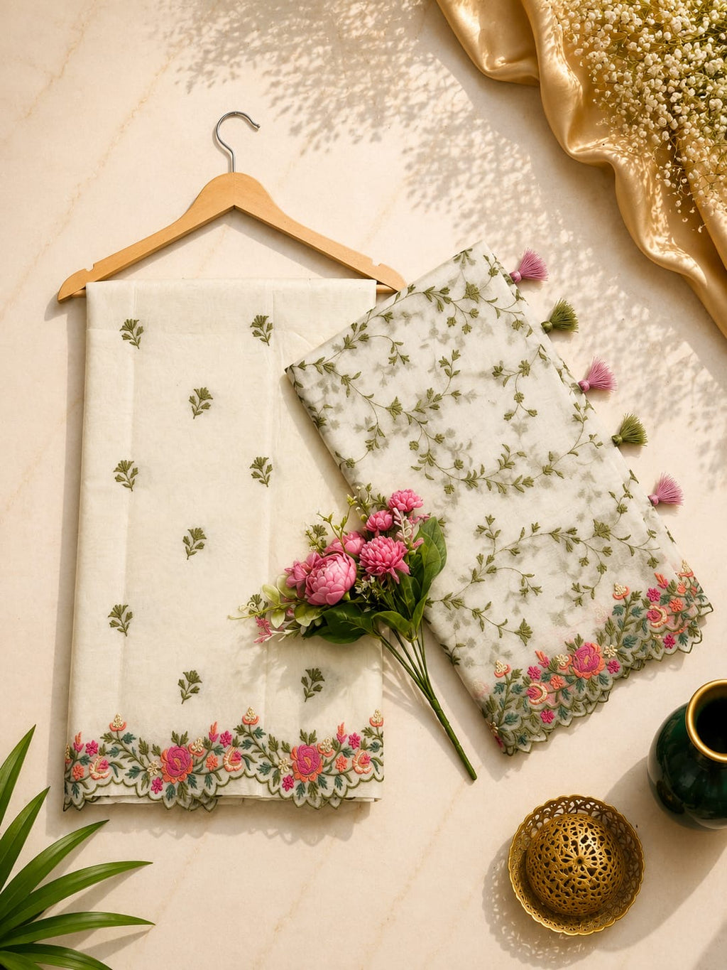 Pure mal Chanderi embroidered dyeable unstitched suits collections