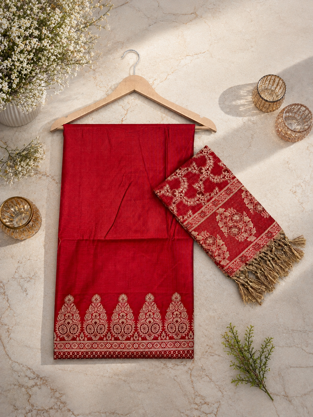 Banarasi cotton Resham tanchui unstitched suits sets