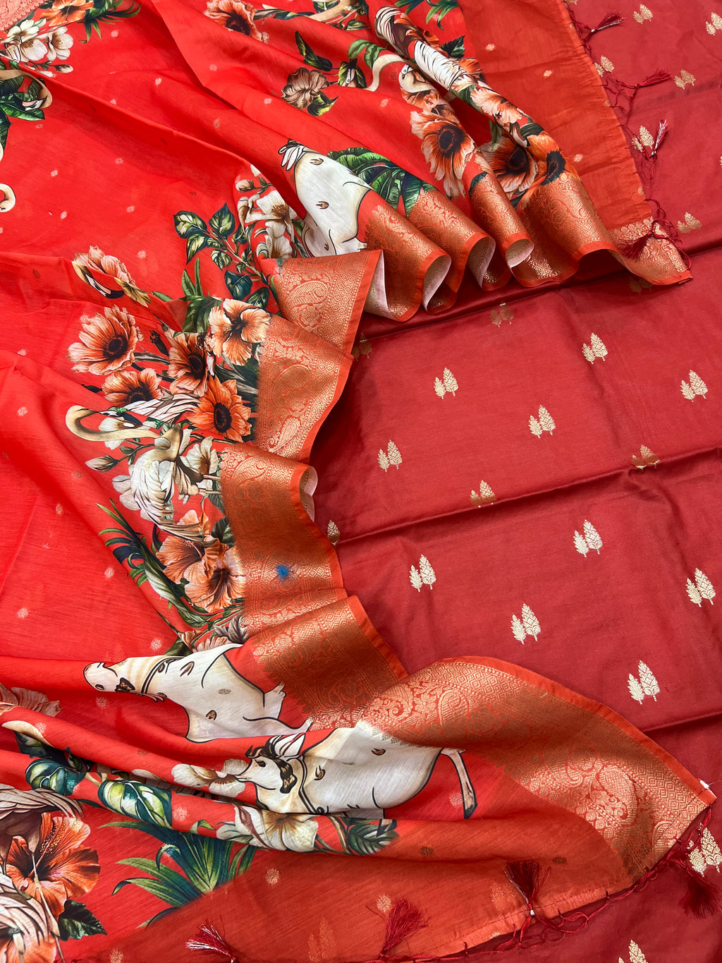 Pure Chanderi pichwai digital print unstitched suits collections