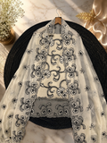 Pure mal Chanderi black thread embroidery with cotton Applique cutwork unstitched suits sets