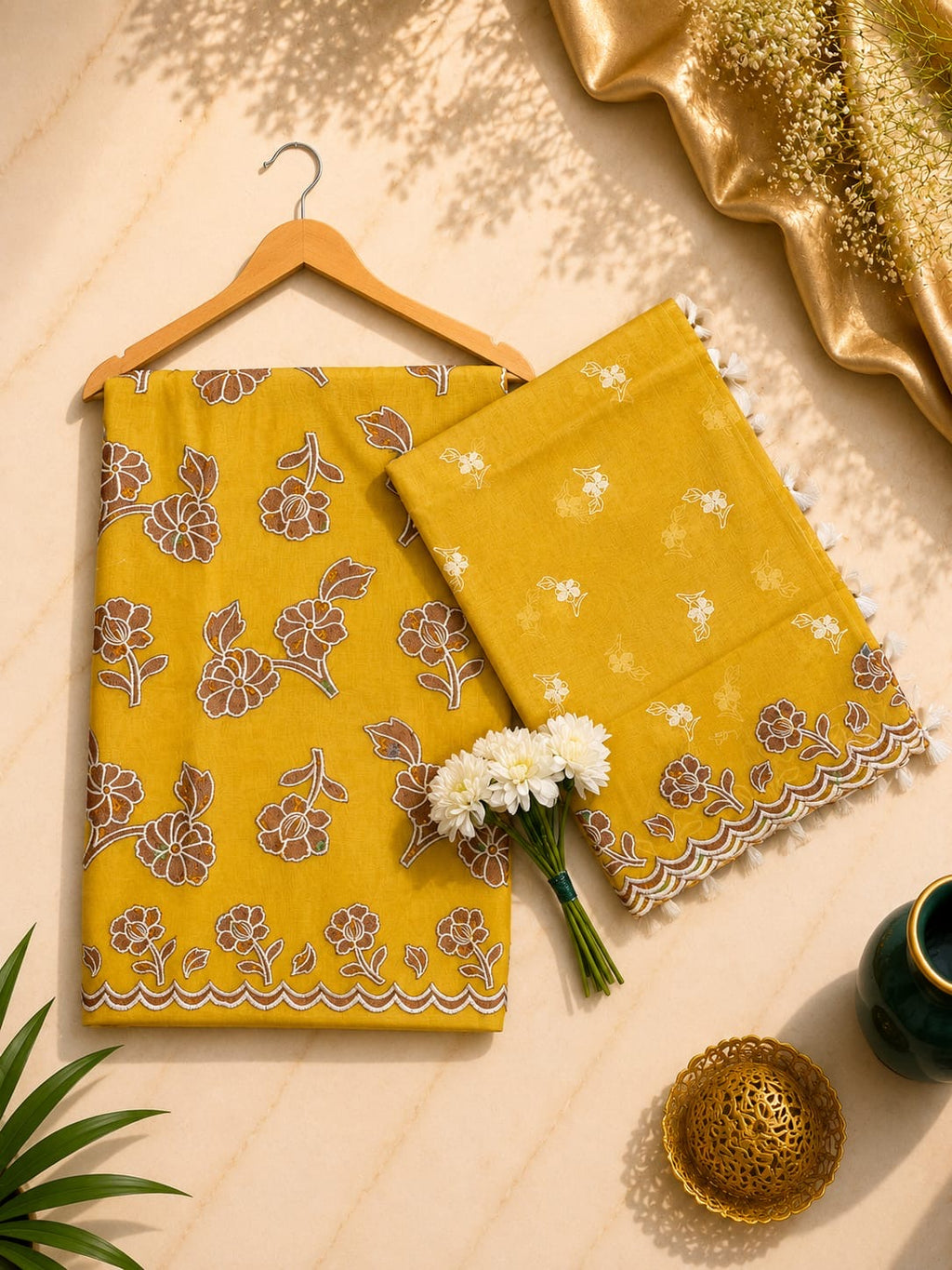 Pure mal Chanderi tissue digital print applique work unstitched suit sets