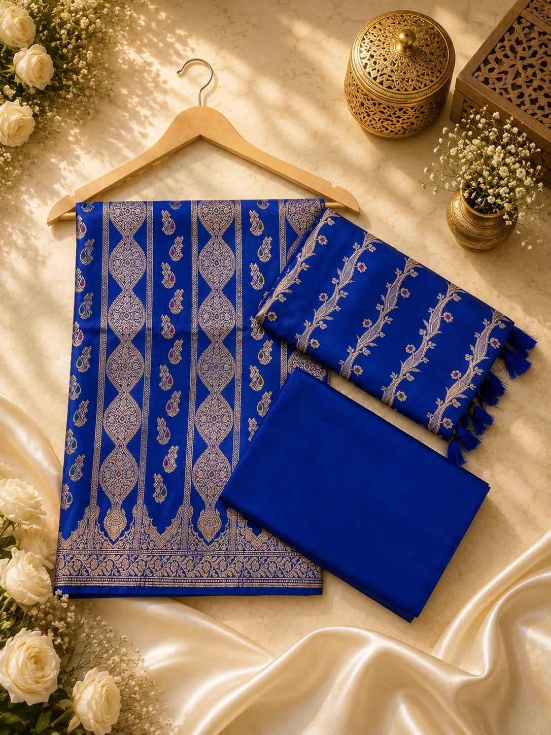 Banarasi silk zari jackard Mina weaved unstitched suits sets