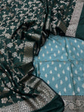 Banarasi silk zari jackard weaving contrast unstitched suits sets