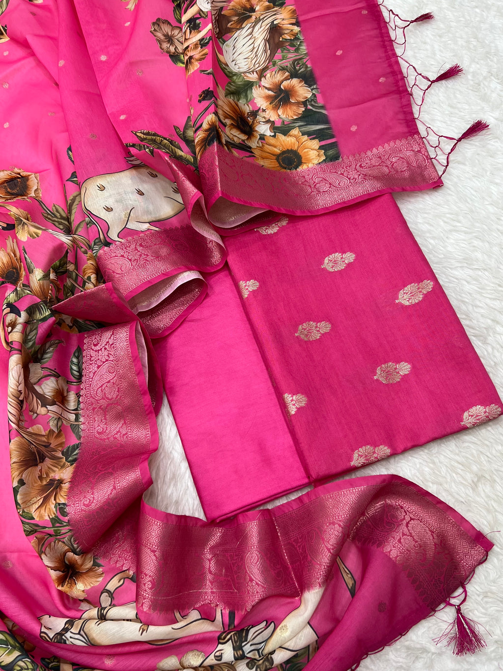 Pure Chanderi pichwai digital print unstitched suits collections