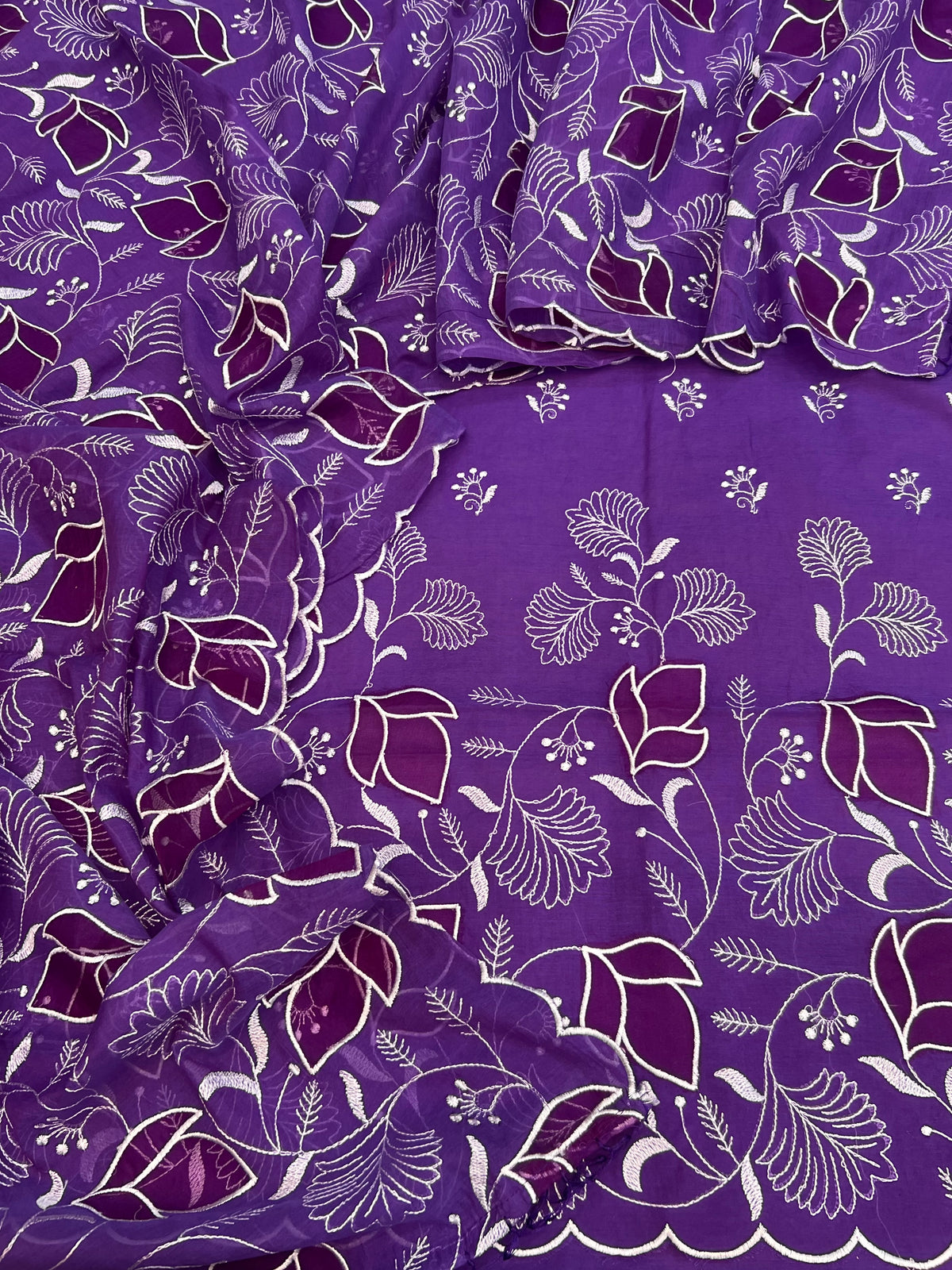 Pure mal Chanderi heavy embroidered organza Applique unstiched suits