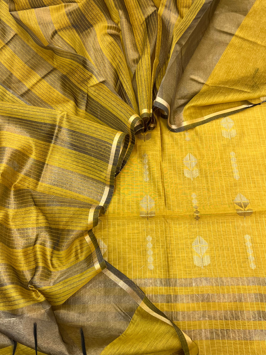 Banarasi cotton zari stripe almond boota design unstitched suit sets