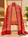 Banarasi silk zari jackard weaved contrast unstiched suits sets