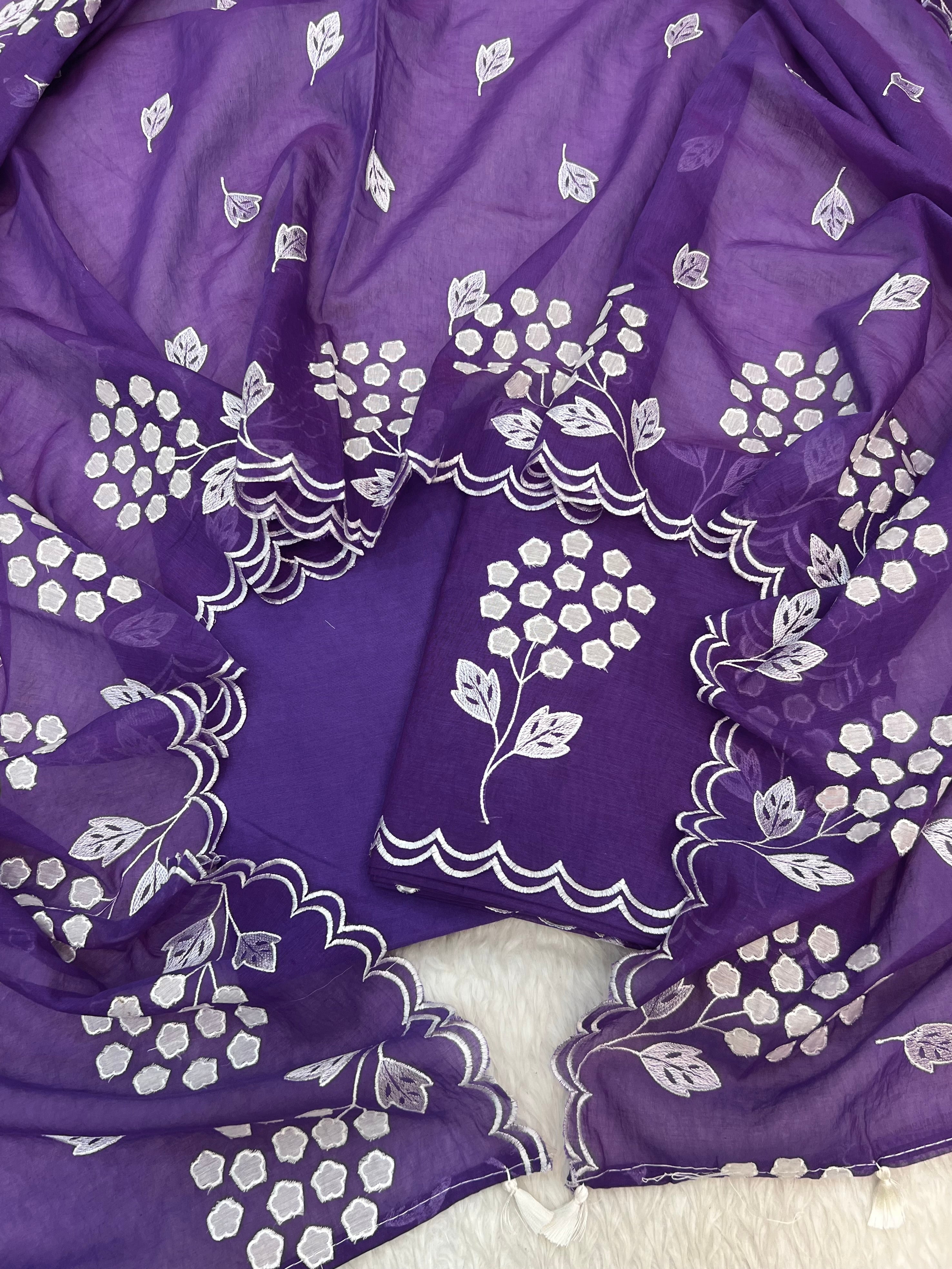 Pure mal chanderi cotton Applique Alia Bhatt celebrity inspired unstitched suits sets