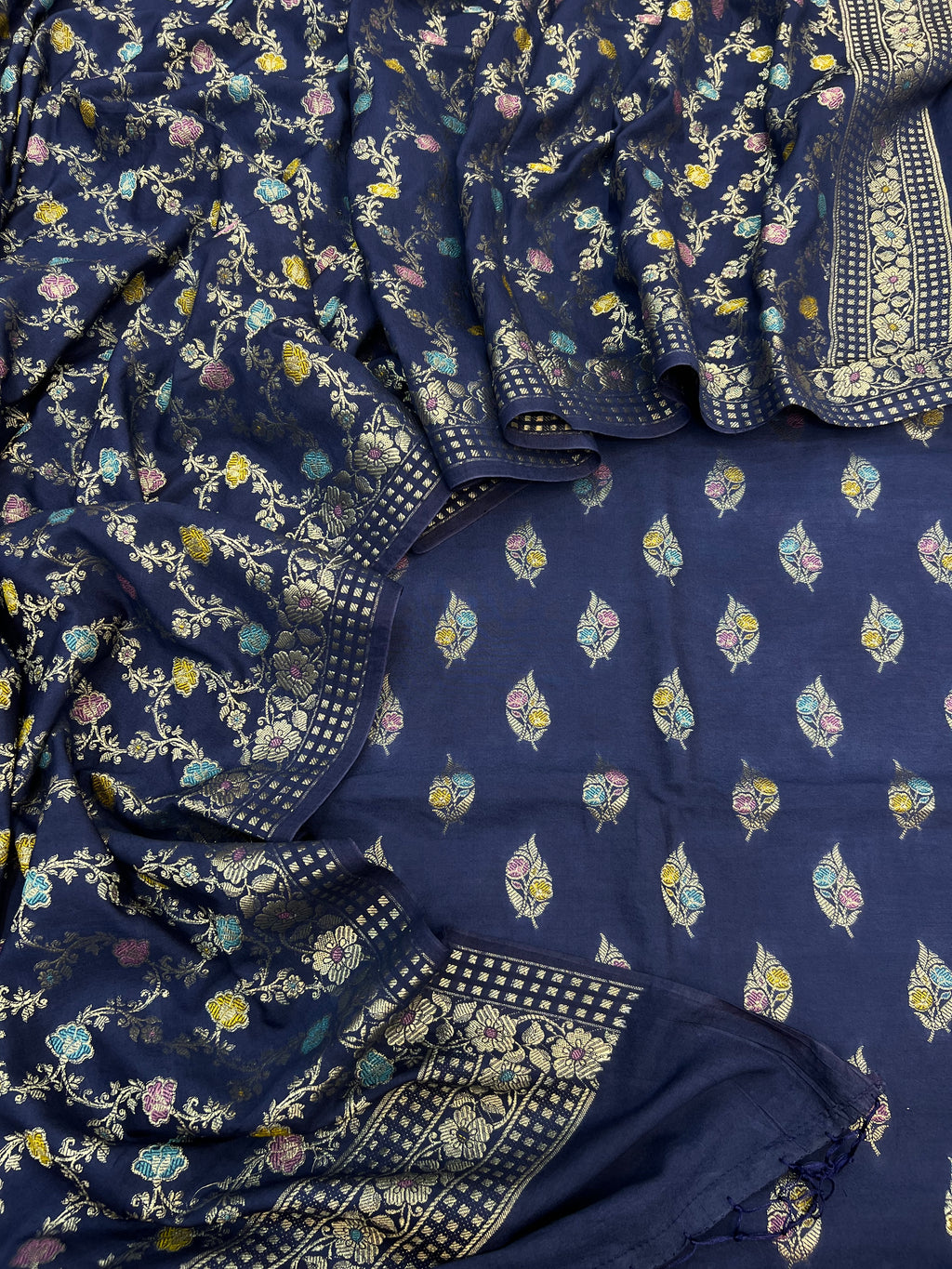Mal cotton zari mina weaving unstiched suits sets