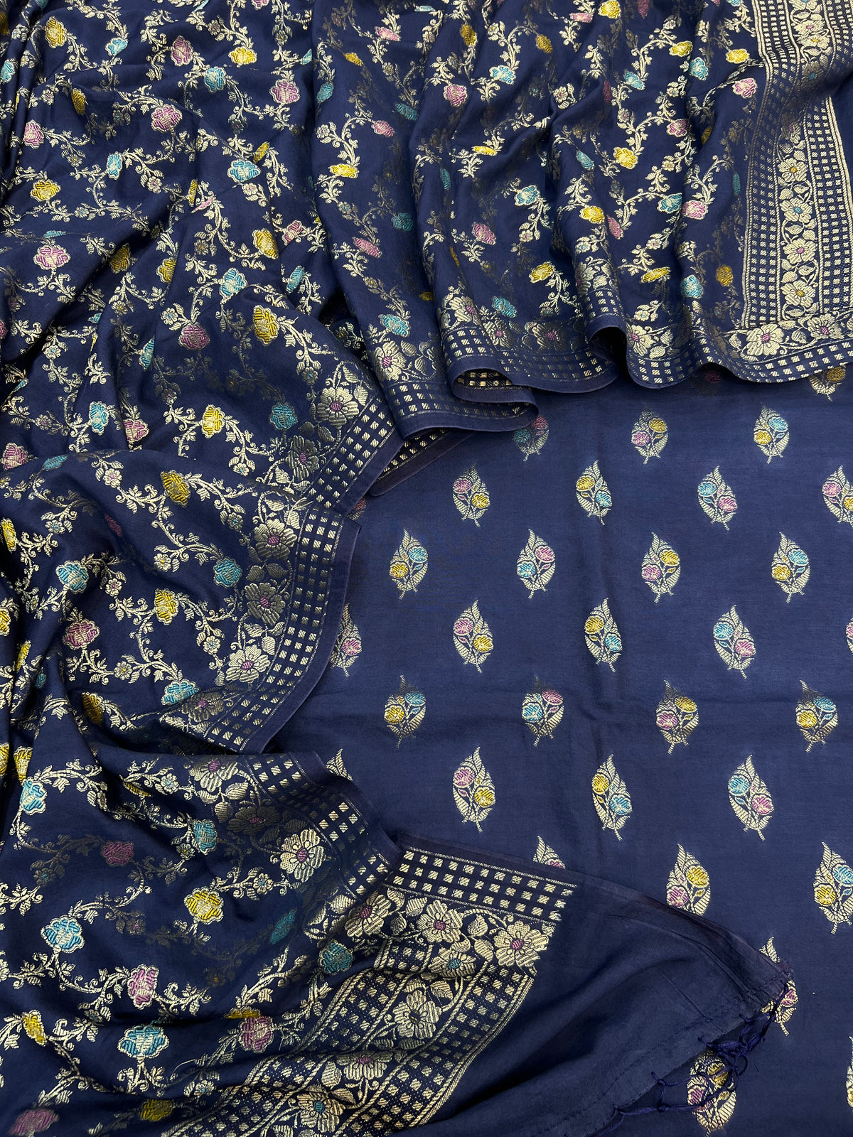 Mal cotton zari mina weaving unstiched suits sets