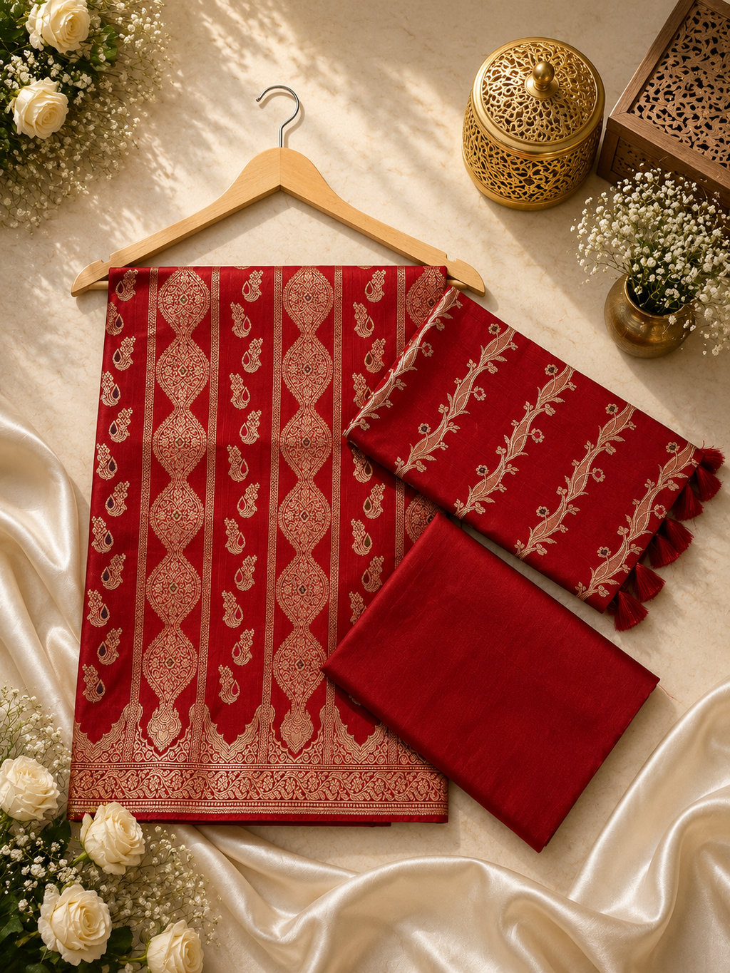 Banarasi silk zari jackard Mina weaved unstitched suits sets