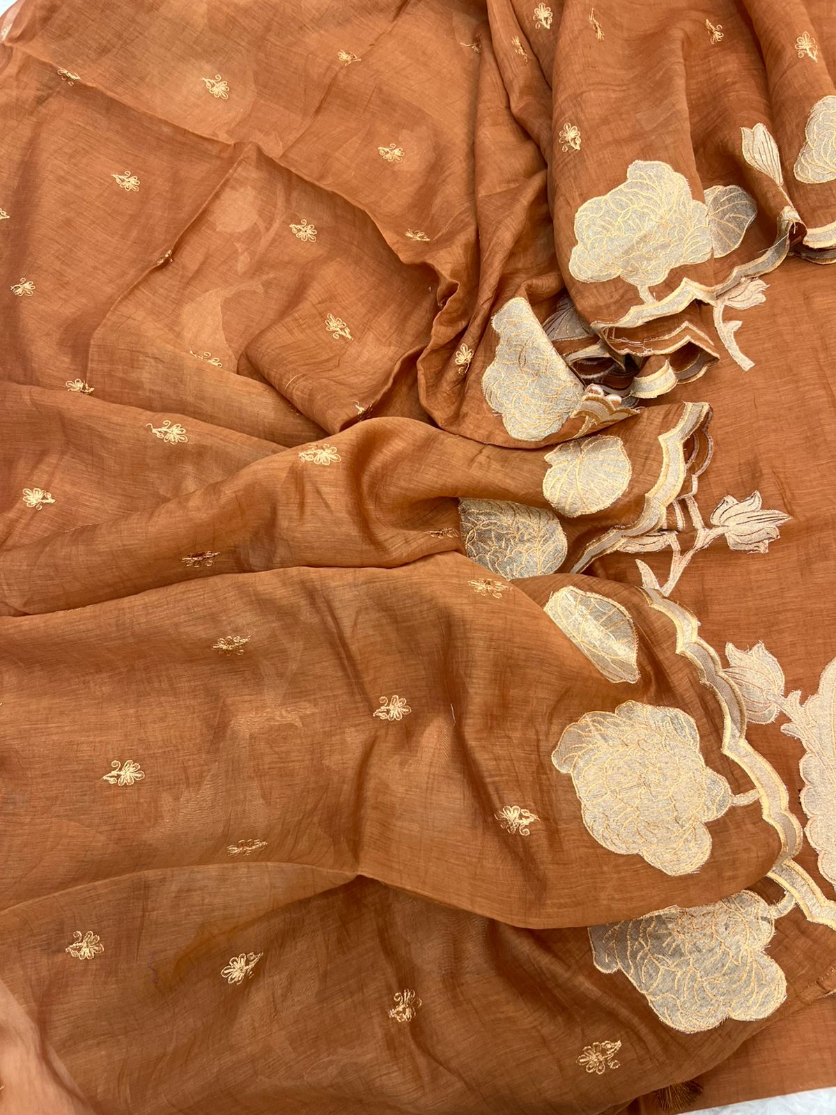 Pure Mal Chanderi Tissue Appliqe Cutwork Suits