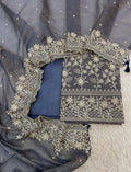 Pure crush tissue heavy embroidered unstitched suits