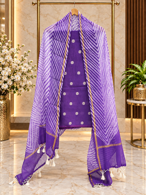 Arashi dyed pure mal Chanderi zari weaved unstiched suits sets