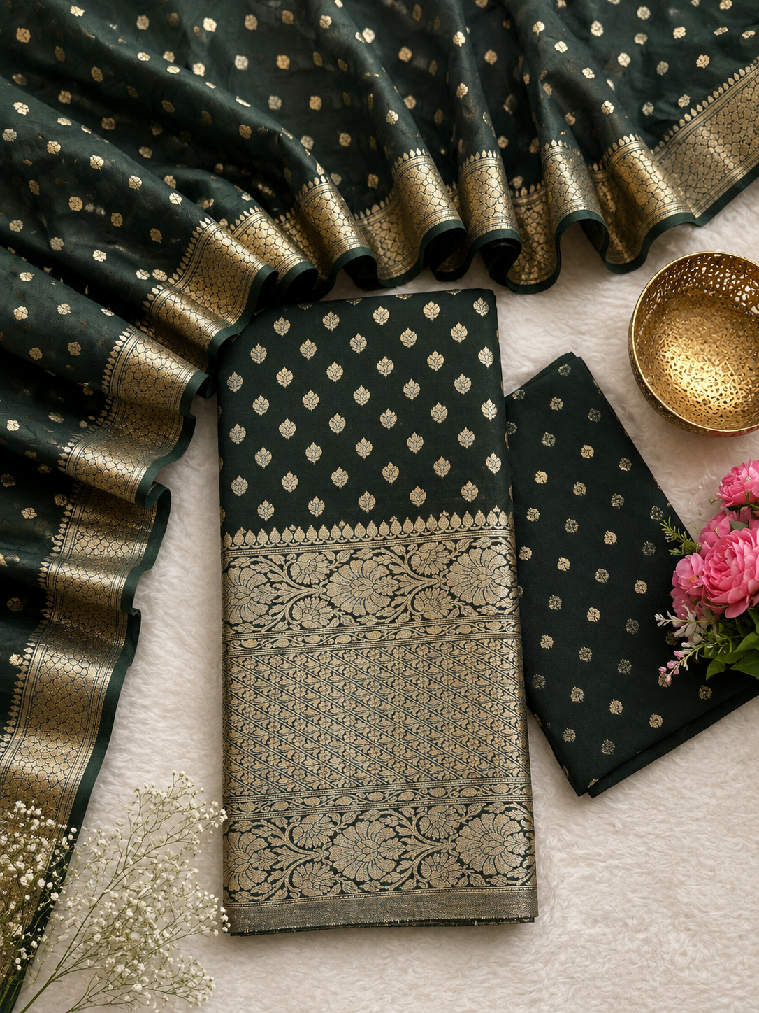 Pure cotton Chanderi silver zari weaved unstiched lehenga sets