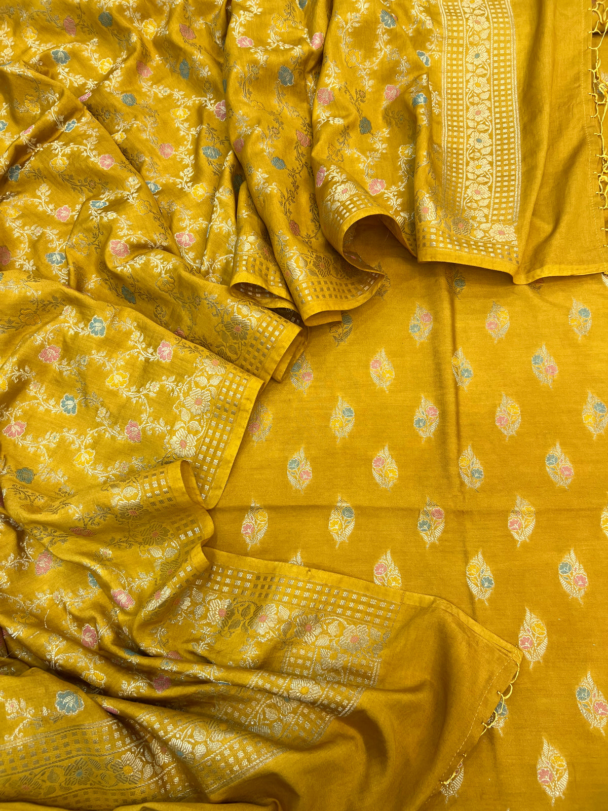 Mal cotton zari mina weaving unstiched suits sets